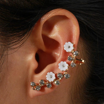 E1564 - Hollow Diamond Floral Clip Earrings